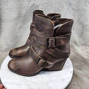 Naughty Monkey Shoes Womens Size 6 Brown Leather Cross My Heart Boots *NWOT*